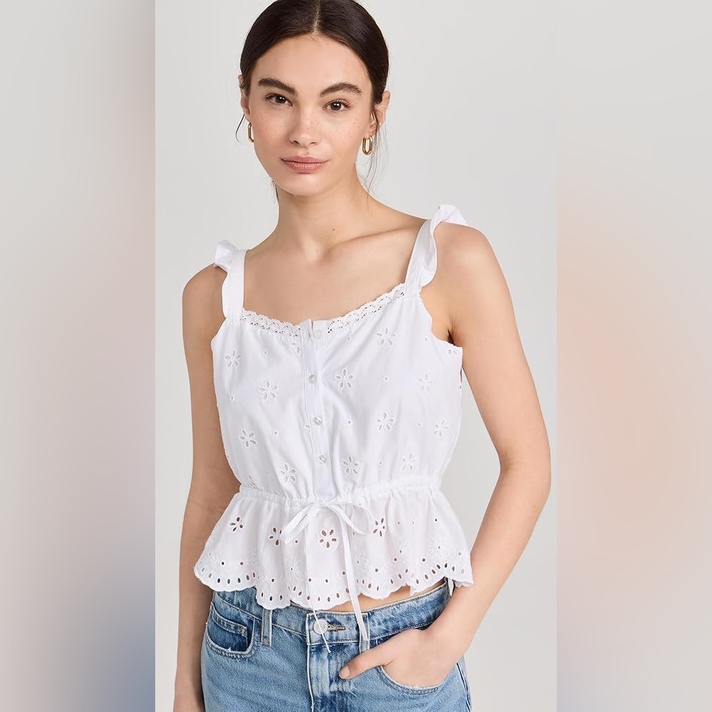 PAIGE White Eyelet Marsa Top